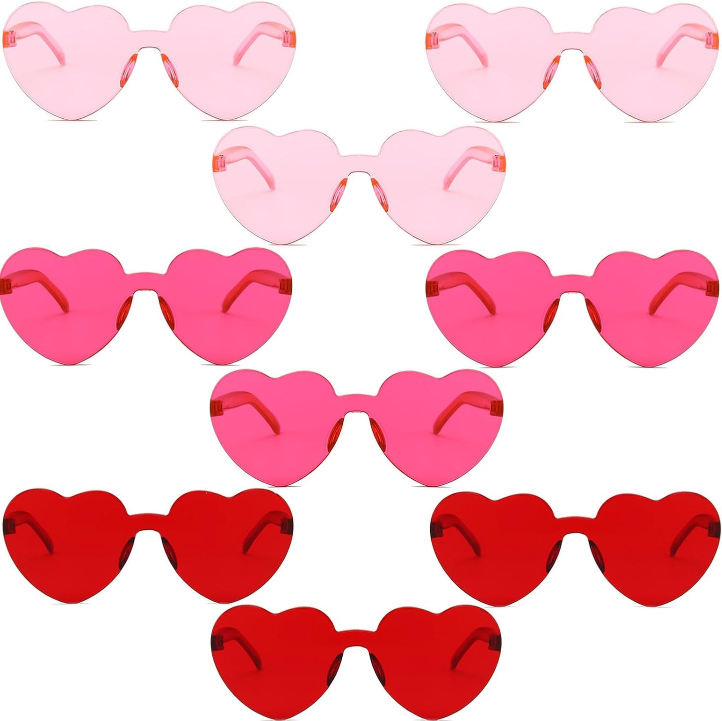 9 Pack Heart Shaped Sunglasses Rimless Heart Glasses for Bachelorette Party Birthday Decorations Party Favors