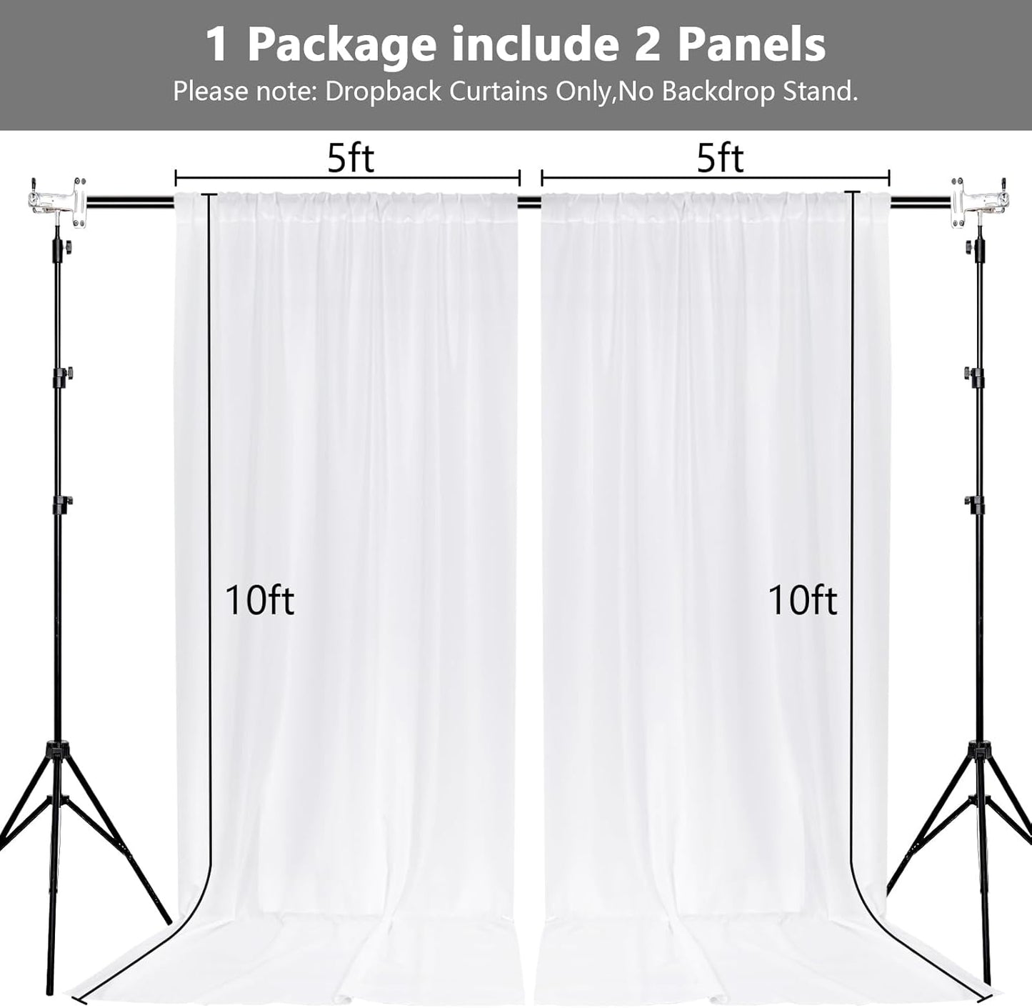 MEETSKY Black Backdrop Curtains for Parties - 10ft x 8ft Party Photo Background Curtain Rod Pocket Fabric Drapes Panels for Boys Birthday Holiday Home Halloween Decoration, 5ft x 8ft, 2 Panels