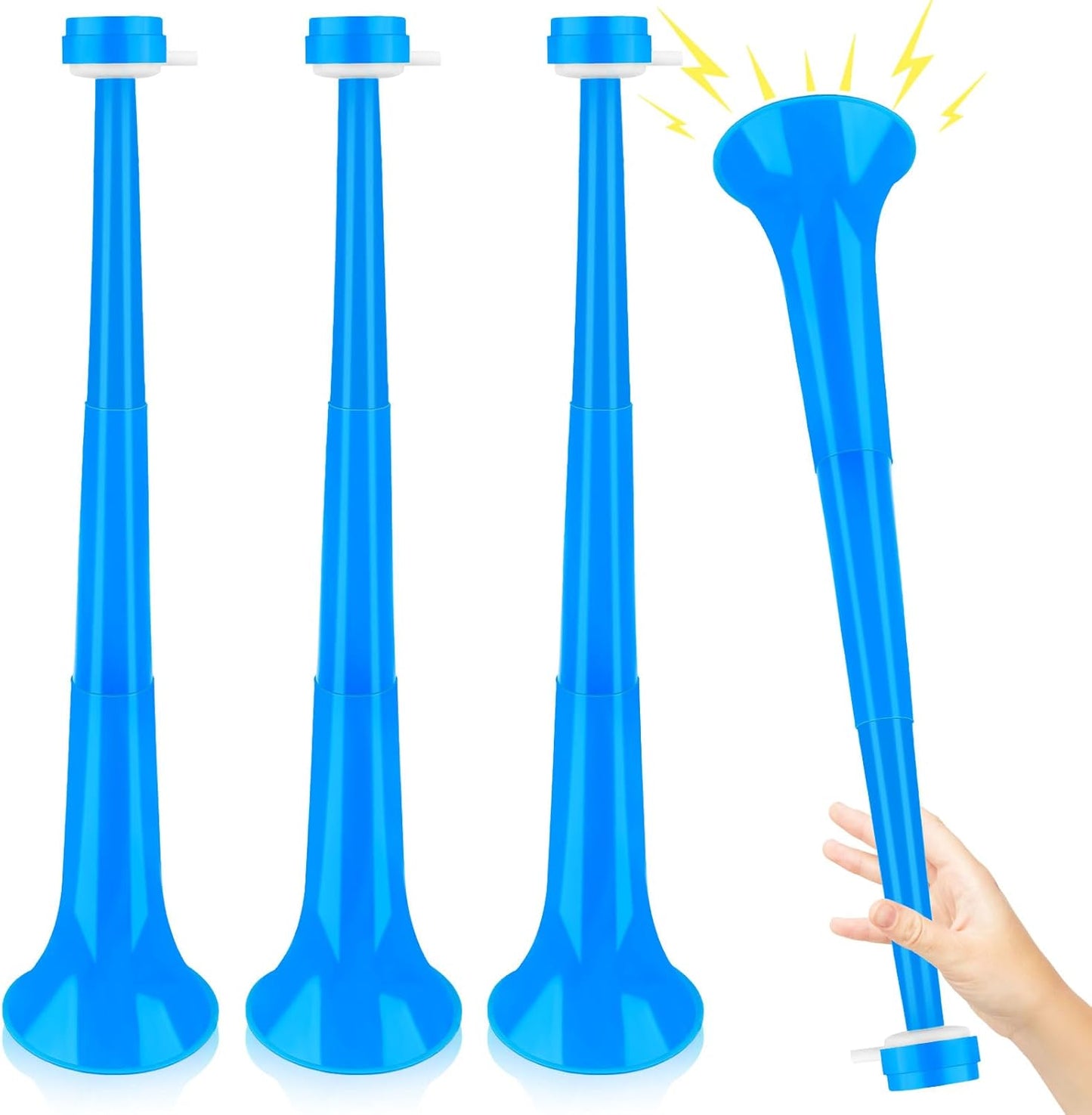 Denylo pro Collapsible Stadium Horn 24 Inch Vuvuzela Plastic Trumpet Horn Blue Blow Horn Loud Sound Soccer Horn Noisemakers for Sporting Events Graduation Party Supplies