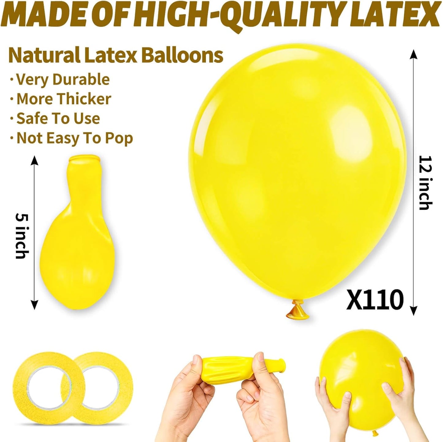 110pcs Black Balloon 12 inch, Black Latex Balloons for Birthday Party Baby Shower Wedding(with 2 Ribbons). - Colors A