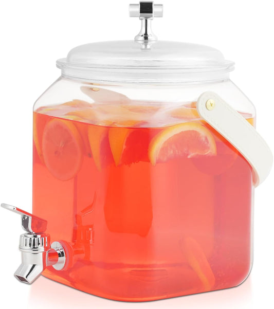 1 Gallon Beverage Dispenser - Leak proof Juice Dispenser Sealed Plastic Lemonade Dispensers with Anti-Rust Lids Drink Jug for Parties Home Kitchen Camping with Spigot（1 Packs）