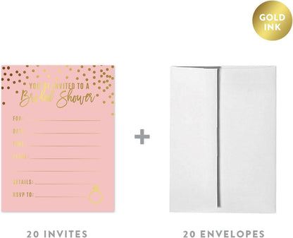 Andaz Press Blush Pink and Metallic Gold Confetti Polka Dots Bachelorette Party Bridal Shower Collection, Scavenger Hunt Game Cards, 20-Pack
