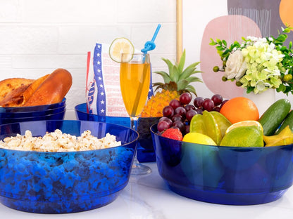 Hioasis 8 Pack Plastic Serving Bowls 128oz Gold Glitter Plastic Bowls Heavy Duty Disposable Serving Bowls for Party Snack & Salad & Candy & Bar Buffet