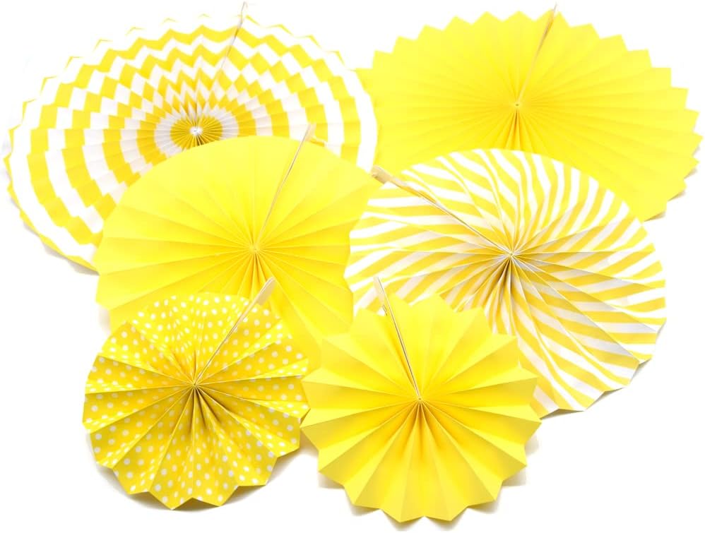 Hocansen 6PCS Paper Fan Garland Paper Fans Party Decorations 8/12/16in Hanging Papers Fans Set Round Papers Fans Pattern Garland for Birthday, Wedding (ZS/Pink)
