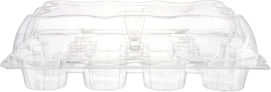 Hedume 12 Pack Cupcake Carrier, 12 Counts Stackable Cupcake Boxes, Clear Cupcake Container with Detachable Lid for Cupcakes, Muffin, BPA-free