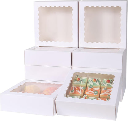 24 pcs12x12x3 Inch Bakery Boxes with Window, White 12 inch Cake Pastry large Pie Cookie Box for Dessert,strawberry,Chocolates Boxes