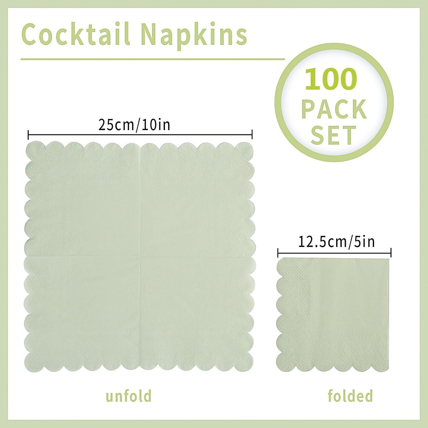 100 Pack Cocktail Napkin 2-Ply Scalloped Edged Dessert Napkins Folded 5 x 5 Inches Disposable Napkins for Dinner Wedding Birthday Party Bridal Anniversary Reception Event (Pink)