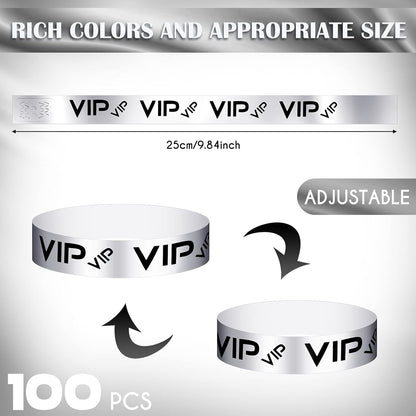 Teling 500 Pack VIP Plastic Wristbands Bracelets Party for Events VIP Custom Wristbands Plastic Bracelets Tear proof Waterproof Wrist Bands Arm Bands for Events Concerts