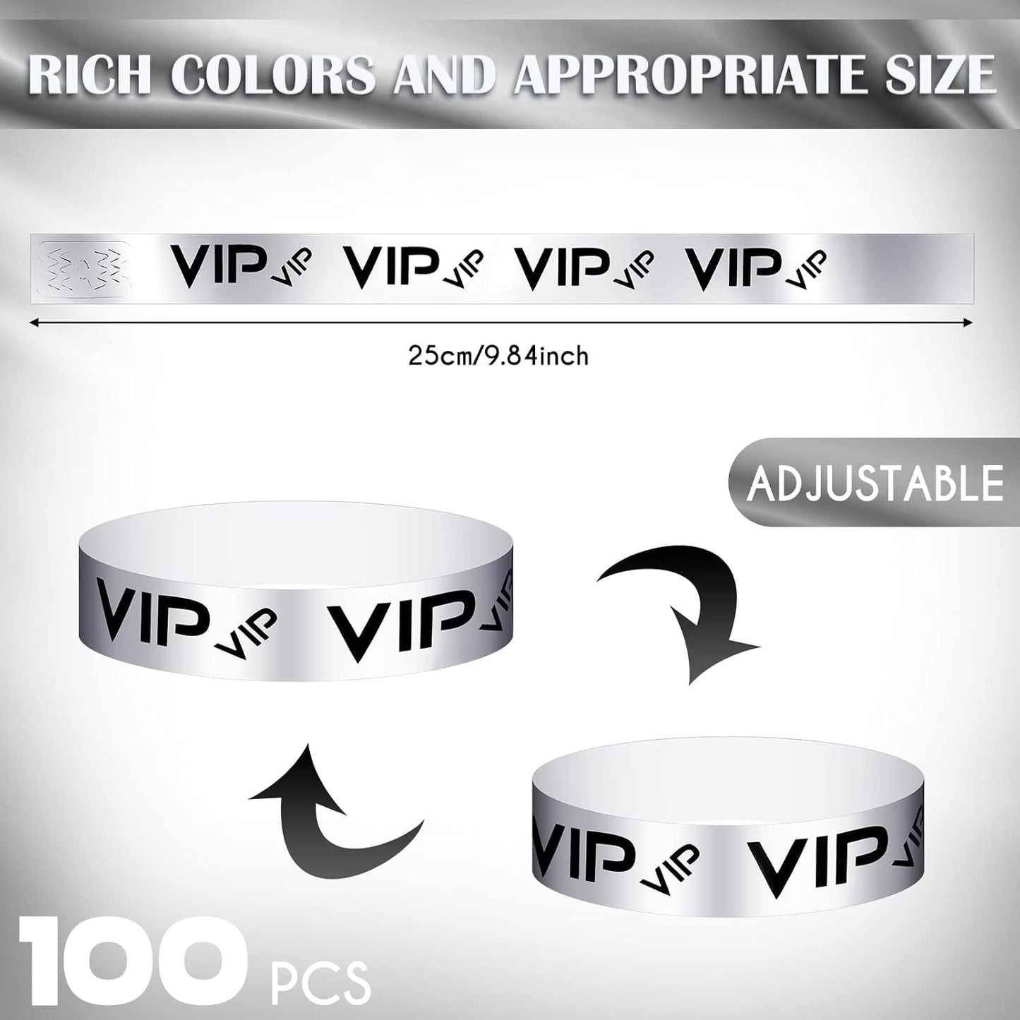 Teling 500 Pack VIP Plastic Wristbands Bracelets Party for Events VIP Custom Wristbands Plastic Bracelets Tear proof Waterproof Wrist Bands Arm Bands for Events Concerts