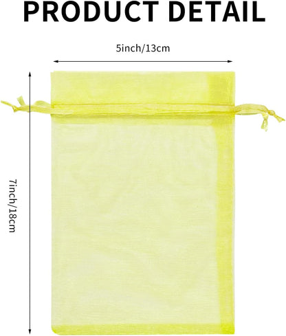 Wudygirl 100pcs 5X7 Inches White Organza Bags Christmas Drawstring Pouches Party Wedding Favor Bags Goodie bags(White 5x7)