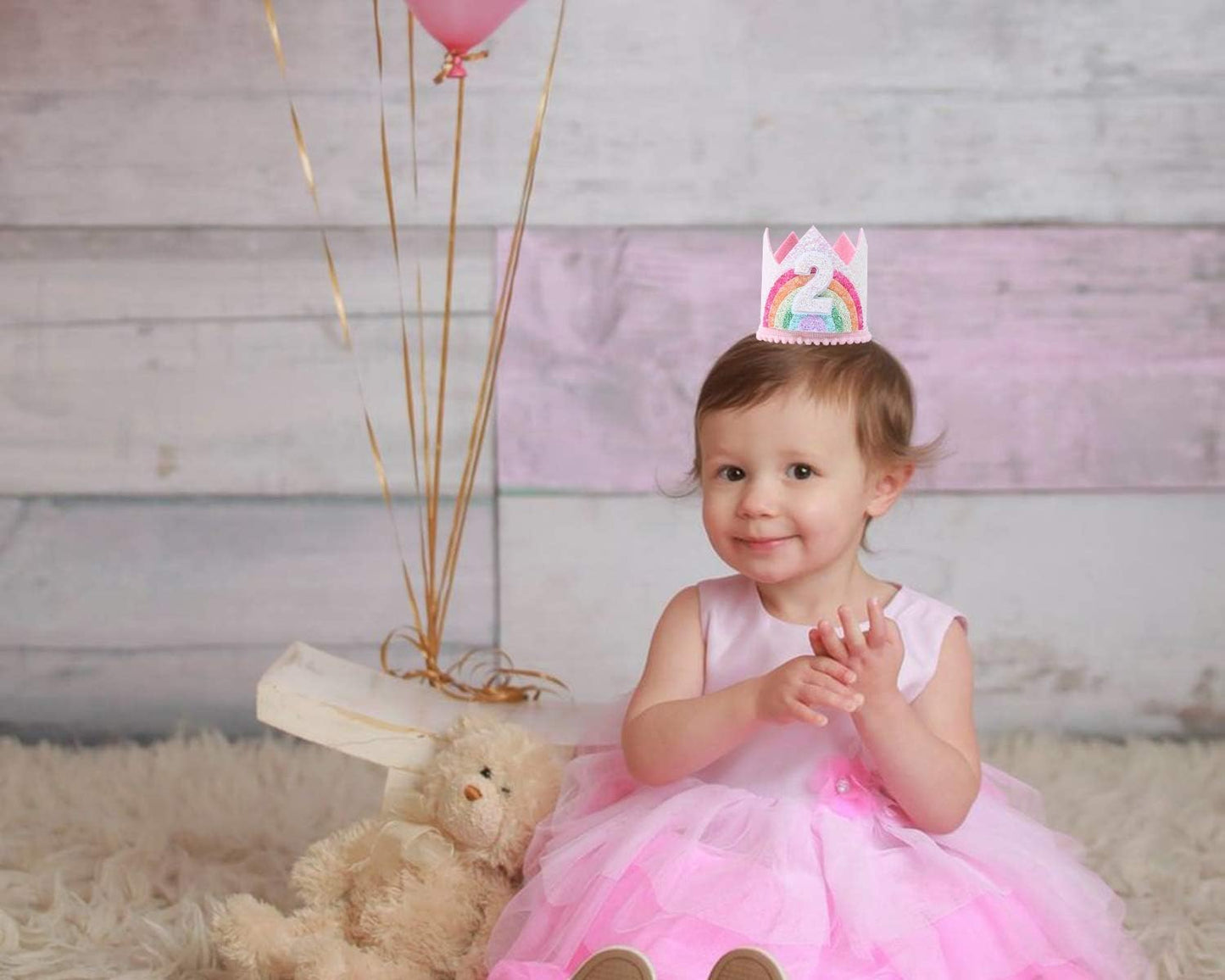 Birthday Rainbow Girl Crown, Birthday Hat for Event Party Supplies,Photo Props