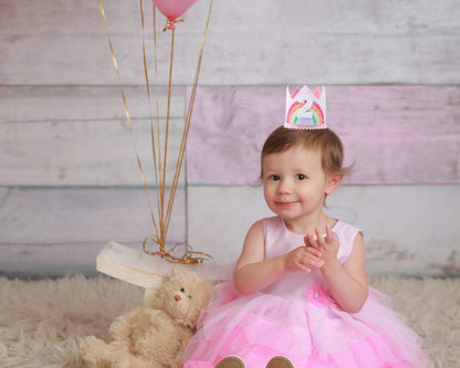 Birthday Rainbow Girl Crown, Birthday Hat for Event Party Supplies,Photo Props