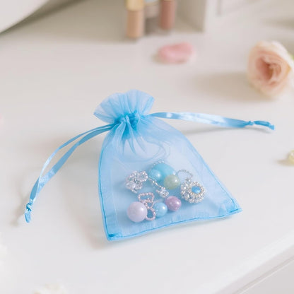 joycraft 50Pcs Organza Bags, 2x3 inch Gift Favor Bags, White Wedding Favor Bags, Jewelry Pouches with Drawstring, Mesh Bags Drawstring for Jewelry, Festival, Makeup, Candy, Desserts