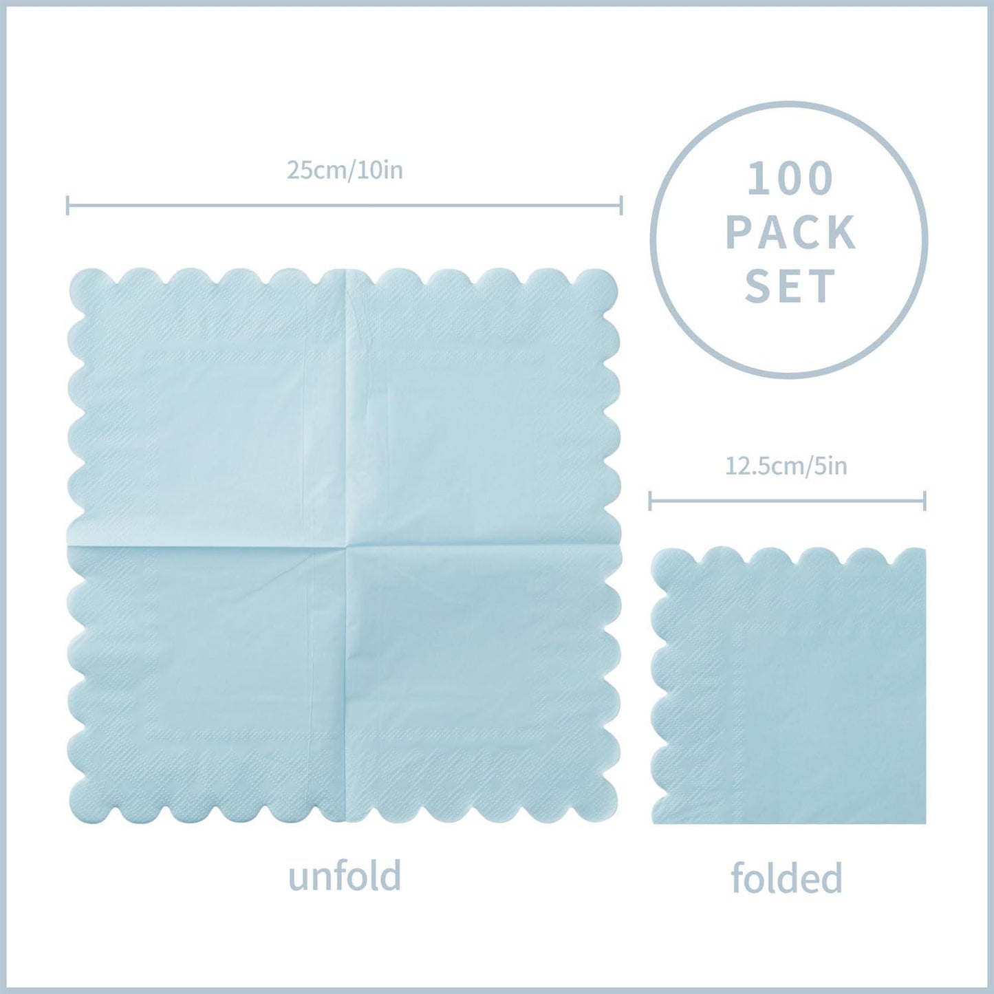 100 Pack Cocktail Napkin 2-Ply Scalloped Edged Dessert Napkins Folded 5 x 5 Inches Disposable Napkins for Dinner Wedding Birthday Party Bridal Anniversary Reception Event (Pink)