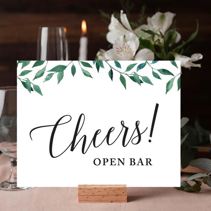 Andaz Press Wedding Party Signs, Natural Greenery Green Leaves, 8.5x11-inch, Bridal Shower Scavenger Hunt, 1-Pack - Colors D