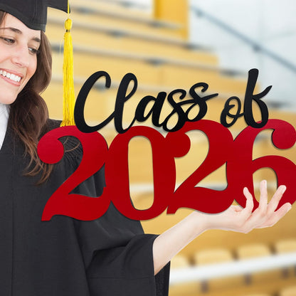 Class of 2026 Wooden Sign Graduation Party Decorations 2026 White Graduation Photo Booth Prop Senior2026 Sign for High School College Party