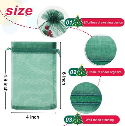HRX Package 100pcs White Organza Bags, 4x6 inch Mesh Bags Drawstring Gift Bags Jewelry Pouches for Candy Wedding Favors Christmas