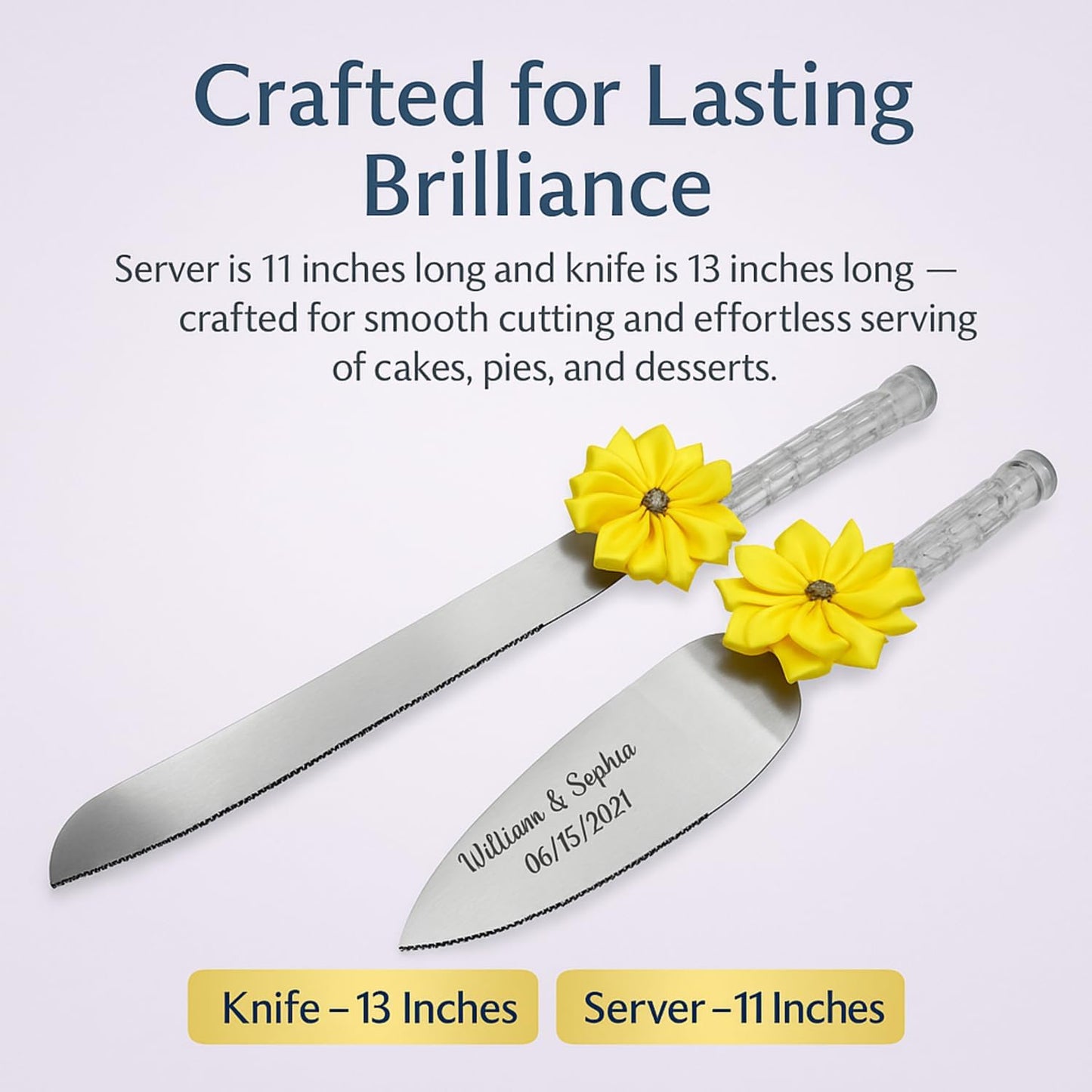 GIFTS INFINITY Personalized Wedding Cake Knife and Server Set with Engraving – Cake Cutting Utensil Set, Keepsake Gift for Wedding, Anniversary, Reception, Birthday & Other Occasions (CH-101WB)