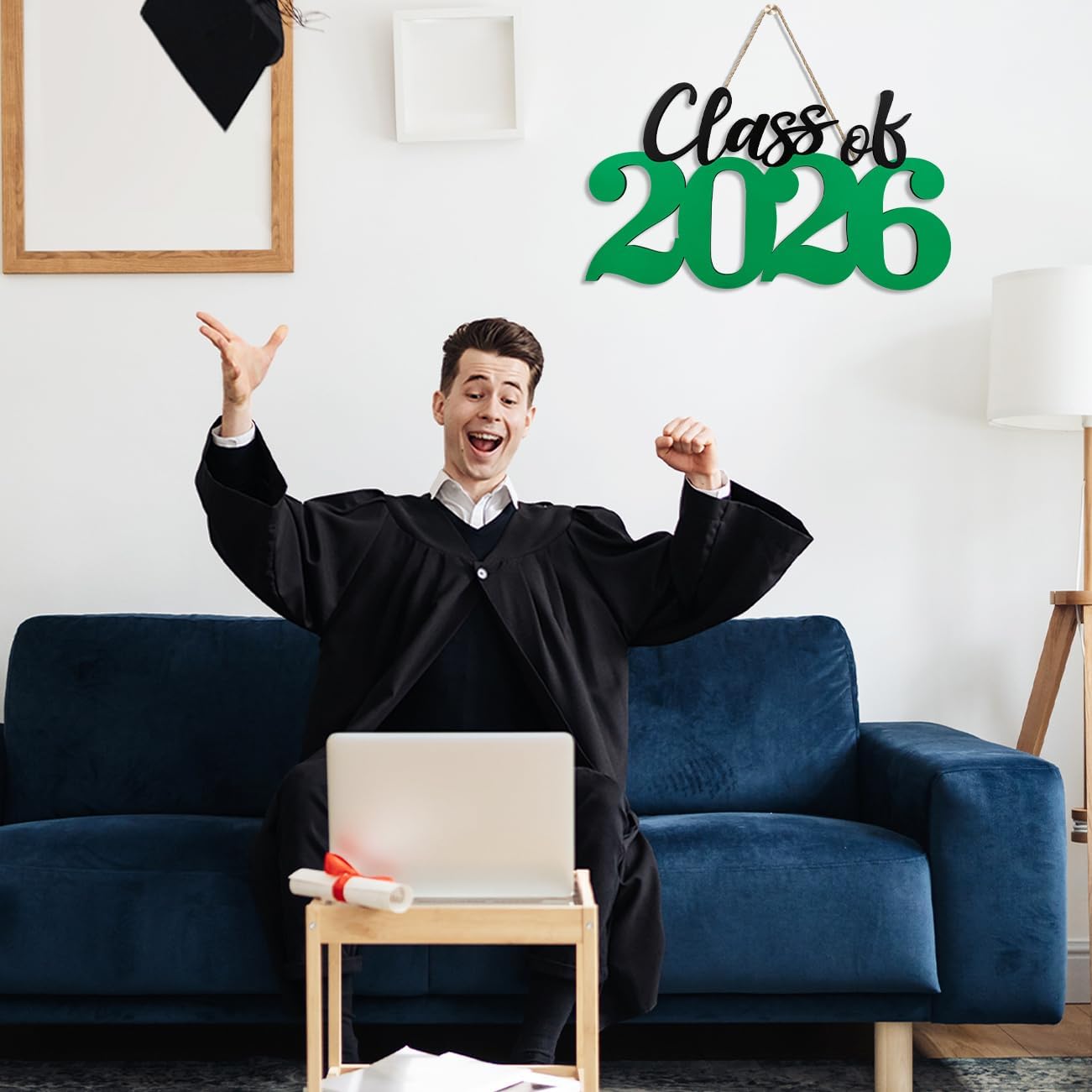 Class of 2026 Wooden Sign Graduation Party Decorations 2026 White Graduation Photo Booth Prop Senior2026 Sign for High School College Party