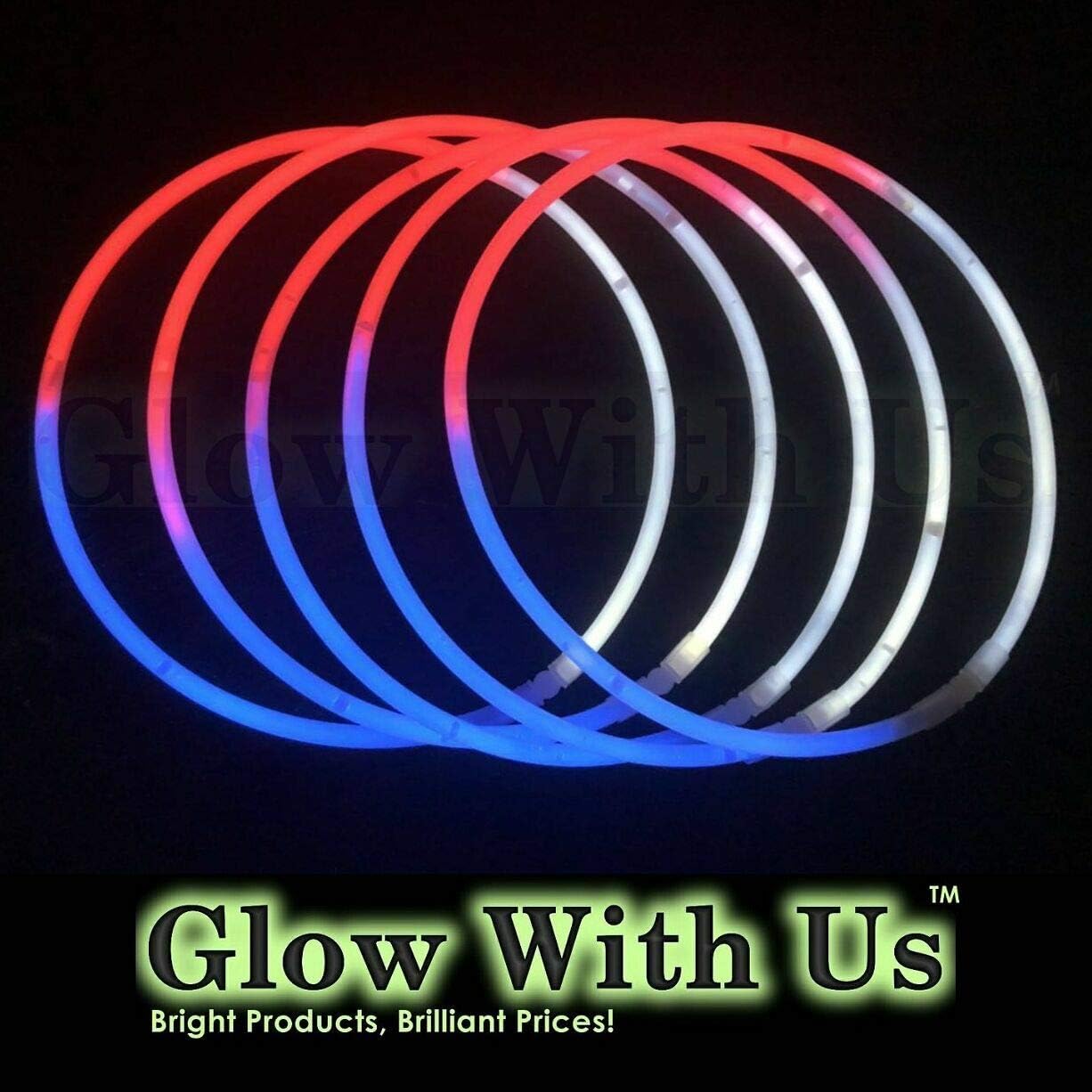 Glow Sticks Bulk Wholesale Necklaces, 100 22" Glow Necklaces, Glow 8-12 Hr, Connector Pre-attached (handy), Bright Colors, Glow-in-the-dark Party Supplies.