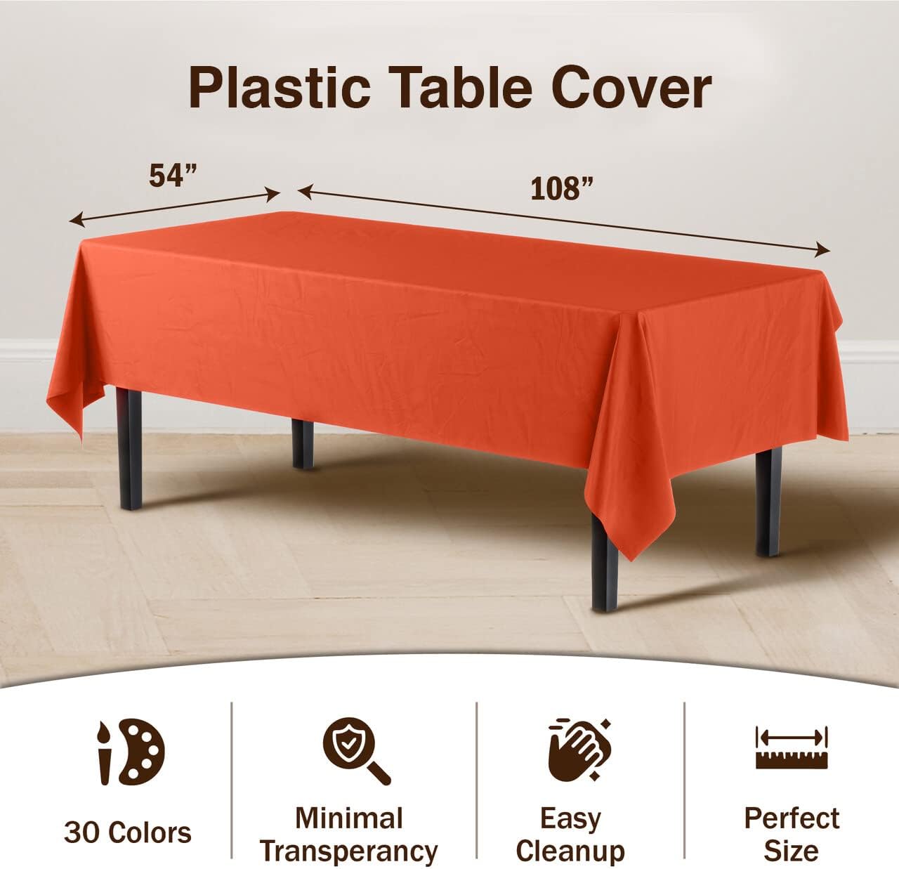 Exquisite Party Solids 6-Pack Premium Plastic Tablecloth 54in. x 108in. Rectangle Plastic Table Cover - Navy