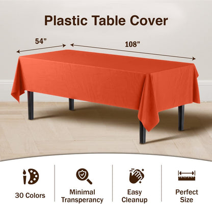 Exquisite Party Solids 6-Pack Premium Plastic Tablecloth 54in. x 108in. Rectangle Plastic Table Cover - Navy
