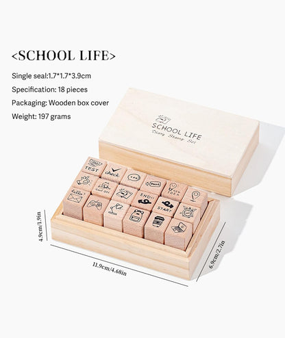 25pcs Mood Expression Wooden Rubber Stamps Kit, Cute Small Emoticon Theme Stamps for Decorative Diary Planner DIY Craft Scrapbook Card Making Letters Journal