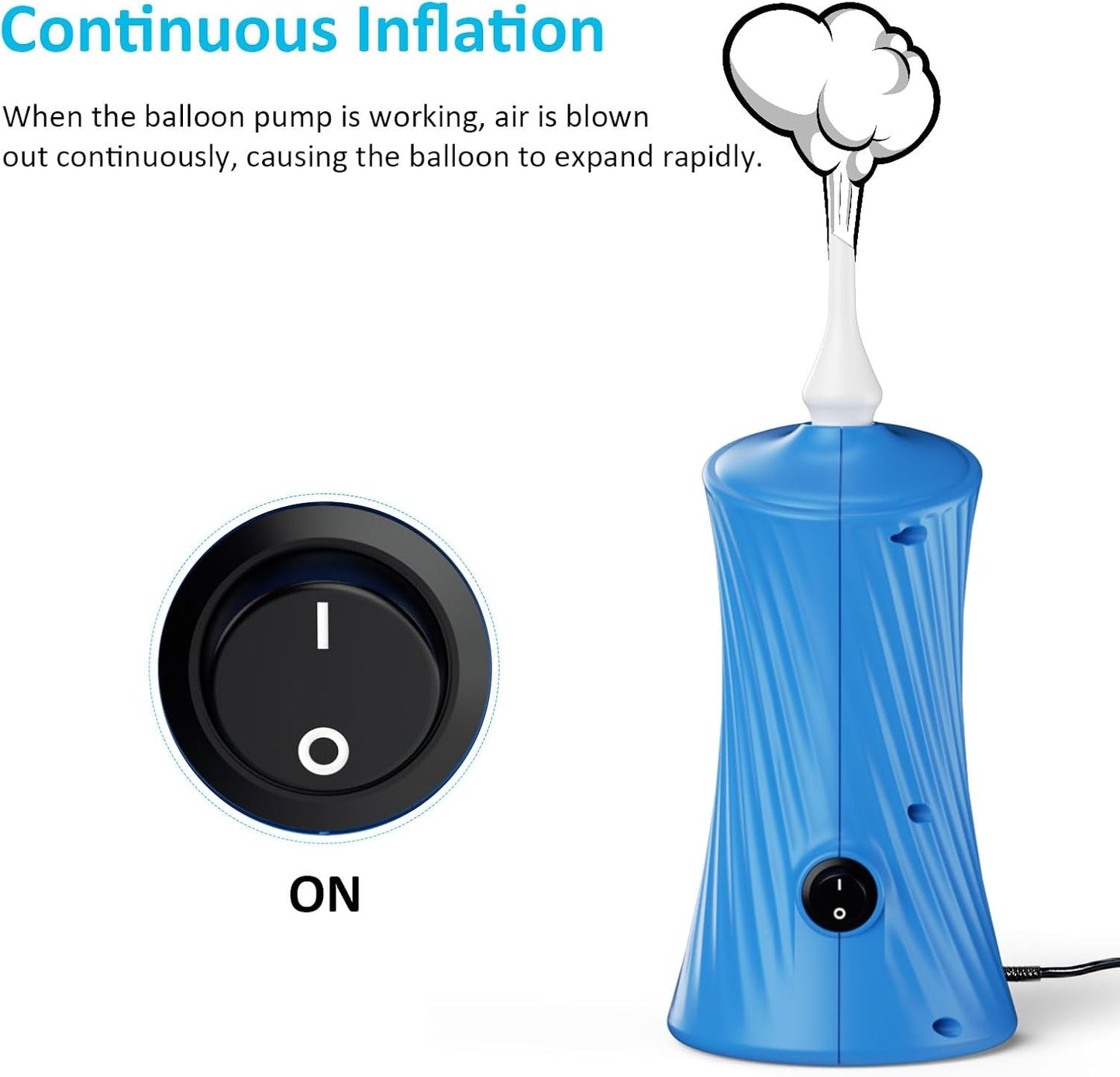 Balloon Pump Electric Balloon Pump Air Balloon Pump Balloon Blower Machine Portable Long Animal Blower Machine Blue/Orange/Pink/Purple Electric Balloon Pump Inflator for Party/Wedding/Birthday Decor