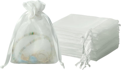 QIANF 20 Pcs Peacock Blue Small Organza Bags 3X4 inch for Wedding Favors with Drawstring, Mini Mesh Gift Bags Jewelry Pouch for Candy Bridal Shower Party Favor Baby Shower Christmas