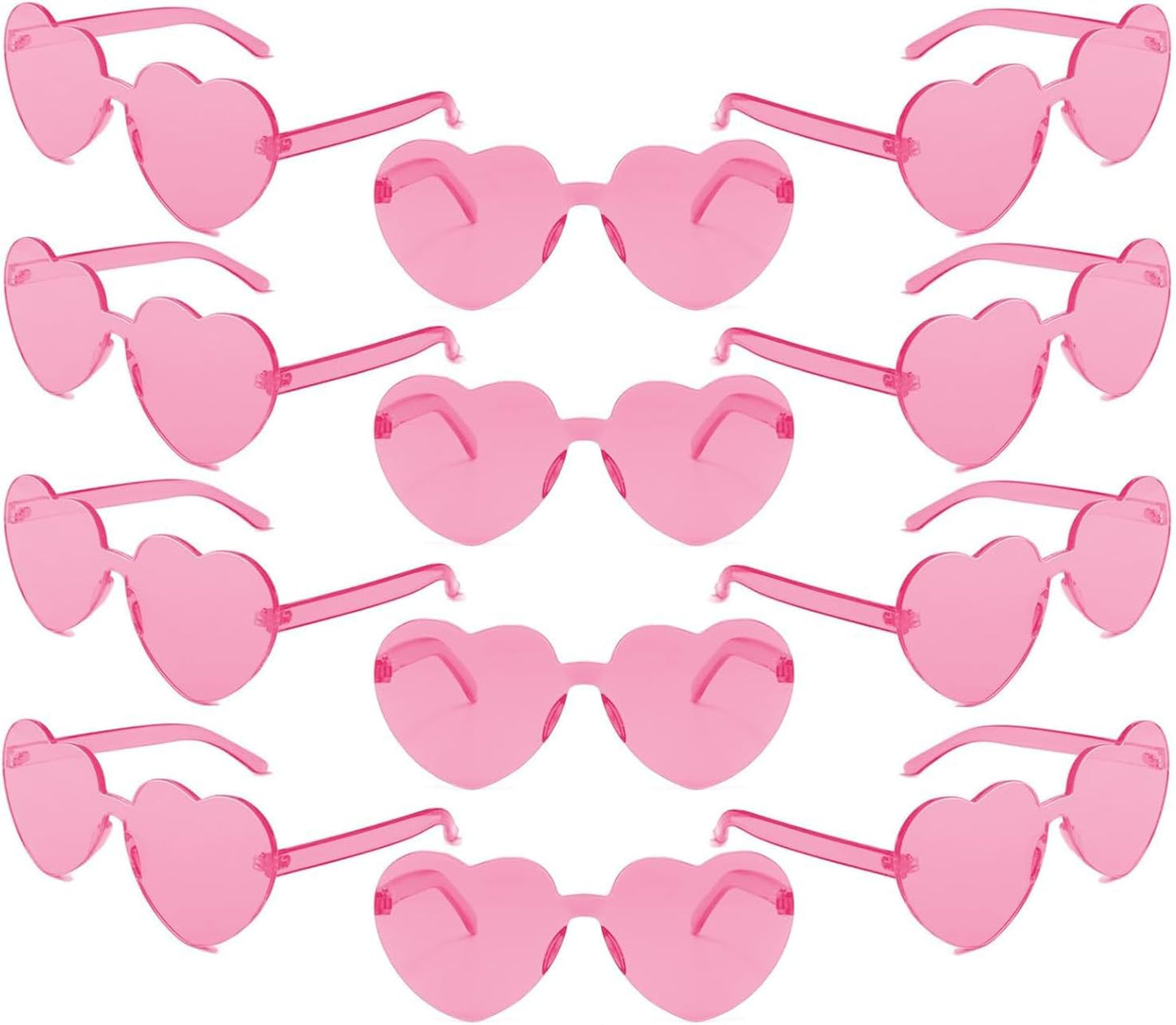 LIULIUBTY Heart Shaped Rimless Sunglasses 12Pack, Bachelor Party Cool Colorful Funky Sunglasses