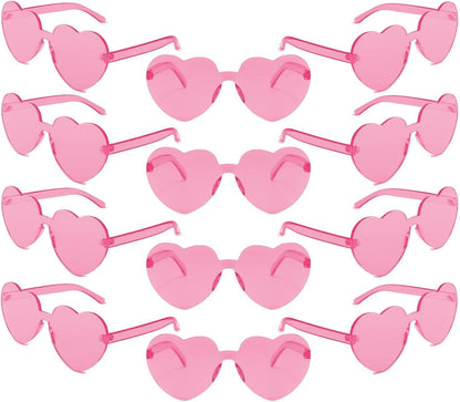LIULIUBTY Heart Shaped Rimless Sunglasses 12Pack, Bachelor Party Cool Colorful Funky Sunglasses