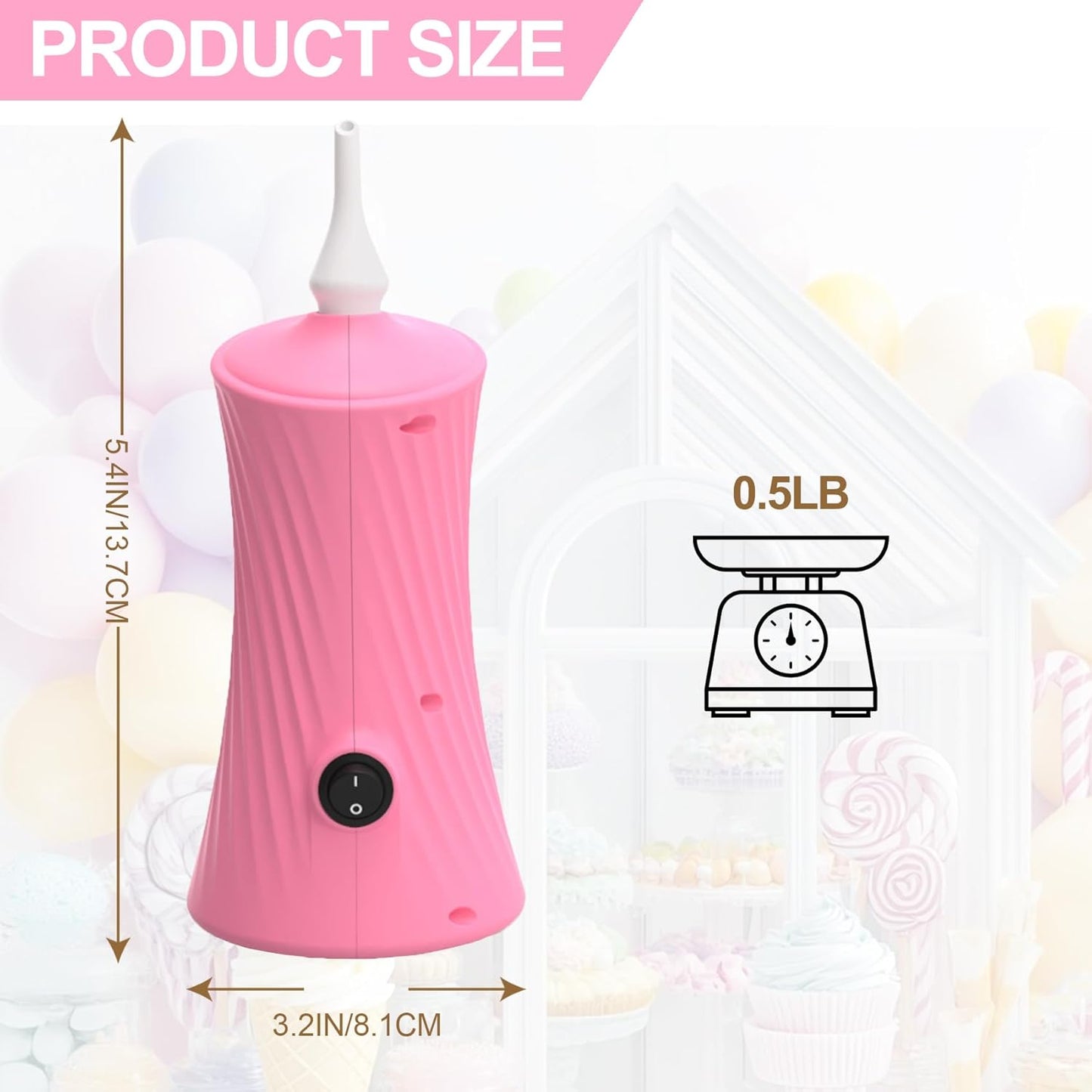 Balloon Pump Electric - Portable Air Balloon Pump for Long Balloons, Balloon Blower Inflator Machine for Twisty, Animal Classic Round, Foil, Latex Balloons