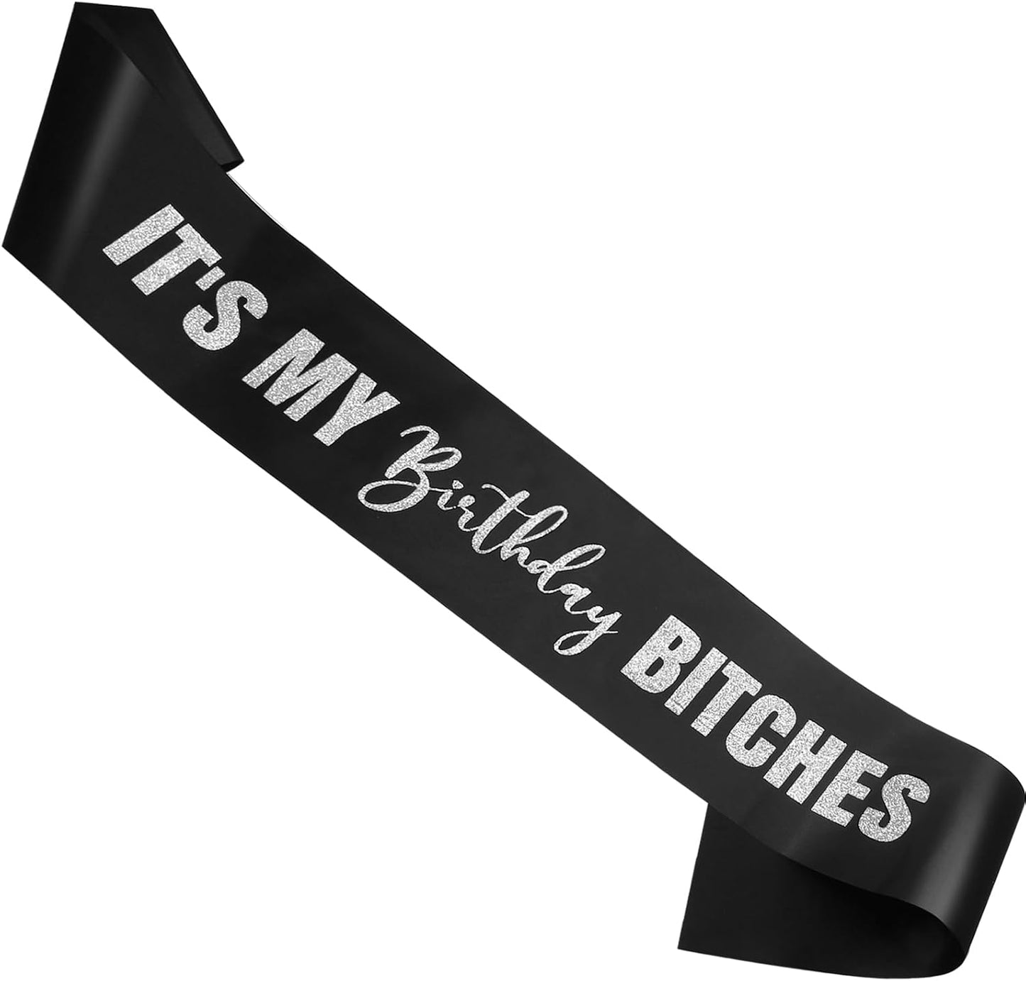 RUDONG M It's My Birthday Bitches Sash - Black Birthday Sash with Rose Gold Glitter for Women & Girls | Sweet 16/18th/21st/30th/40th/50th/60th/70th, All-Age Celebration Party Decor
