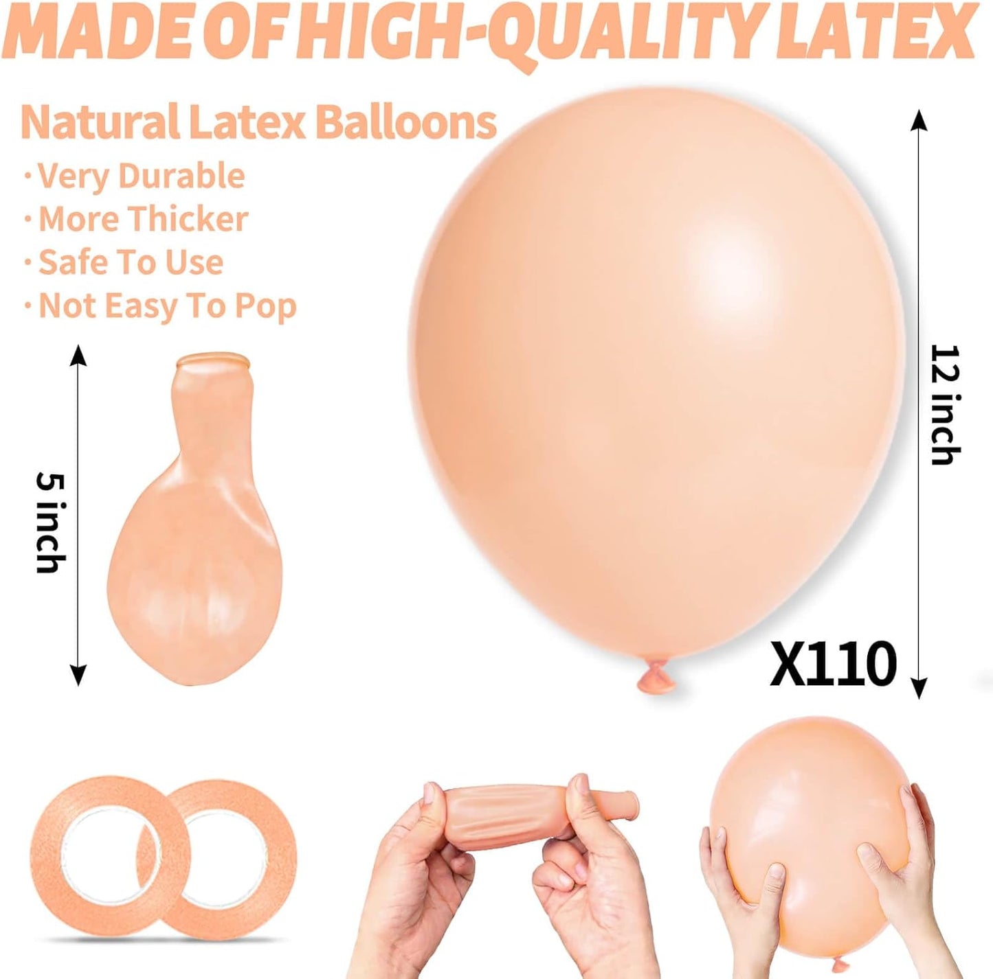 110pcs Black Balloon 12 inch, Black Latex Balloons for Birthday Party Baby Shower Wedding(with 2 Ribbons). - Colors A