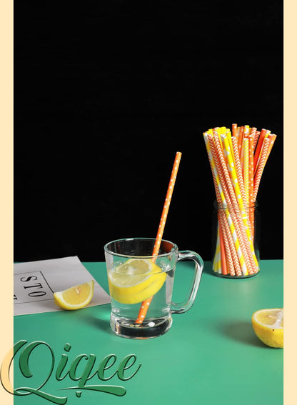 Pink Paper Straws 150pcs Disposable Straws Bulk (10 Pattern) qiqee
