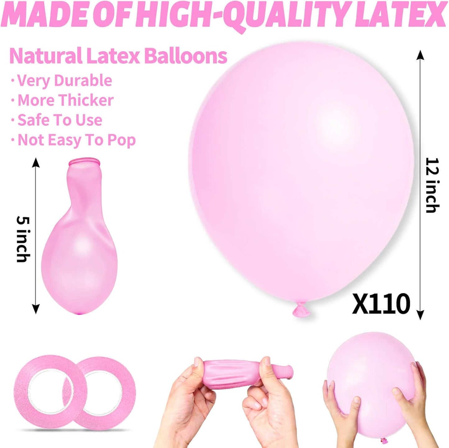 110pcs Black Balloon 12 inch, Black Latex Balloons for Birthday Party Baby Shower Wedding(with 2 Ribbons). - Colors A