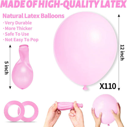 110pcs Black Balloon 12 inch, Black Latex Balloons for Birthday Party Baby Shower Wedding(with 2 Ribbons). - Colors A