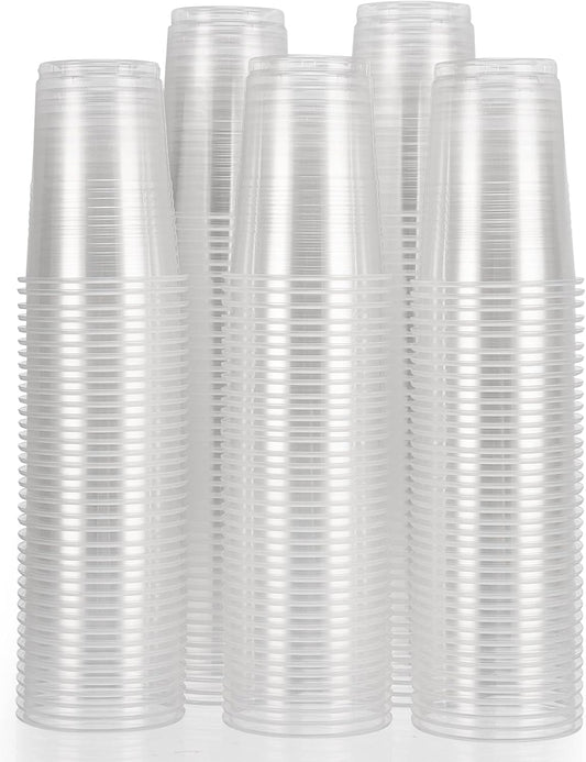 Clear Plastic Party Cups - 100 Pack, 8 Oz Each