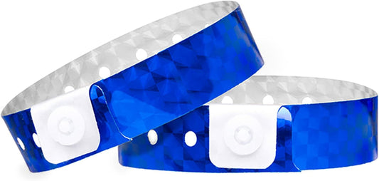 OUCHAN Holographic Plastic Party Wristbands Gold - 500 Pack Vinyl Wristbands for Events Club Music Meeting