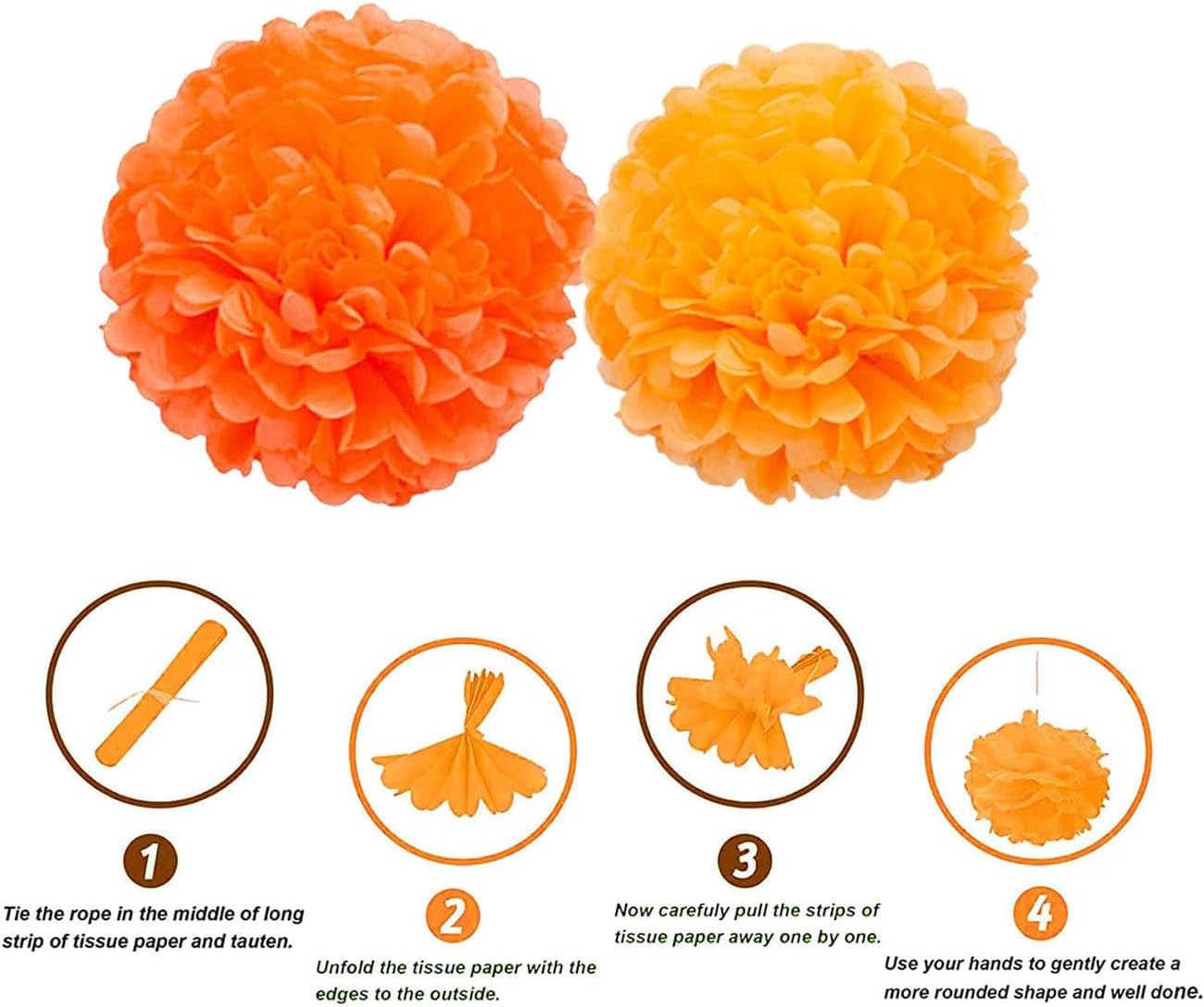 XIKSXITN 12 pc Rose Gold Gradient Tissue Paper Pom poms-Hanging Gold Dot White Paper Pom Poms Paper Flowers Ball for Party Decorative(8&10&12 inch)