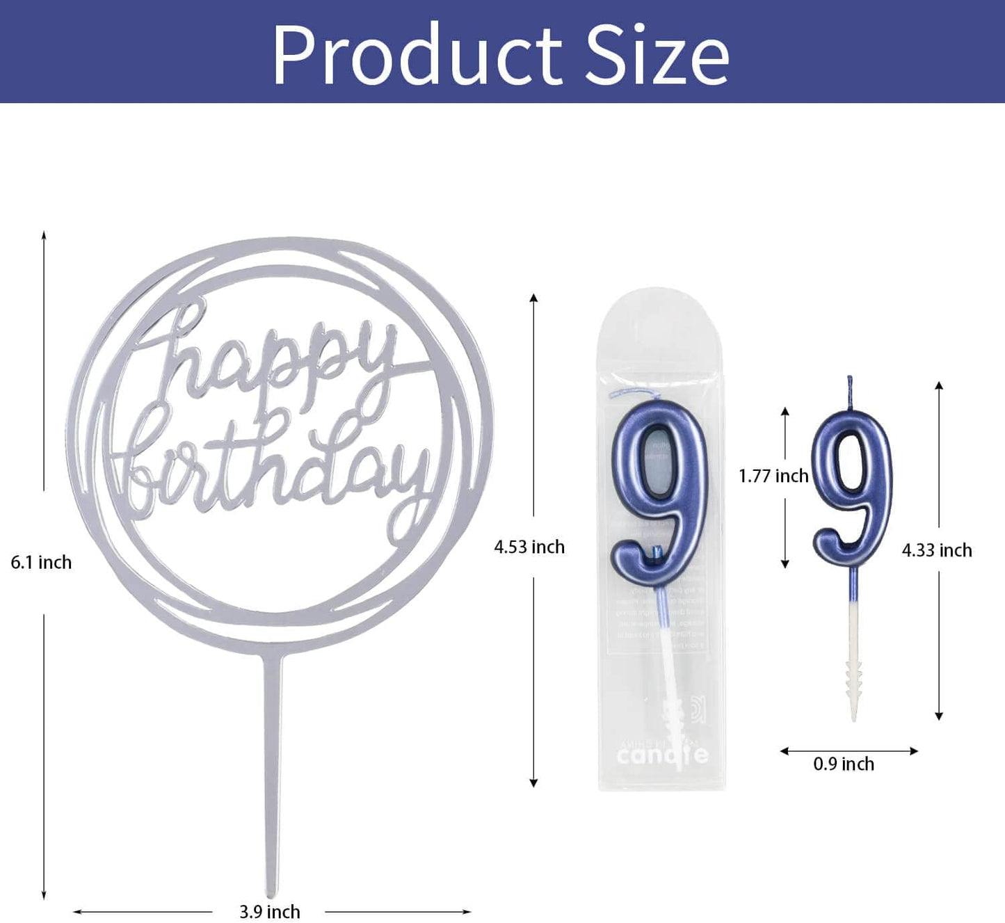 10-Piece Number Birthday Candles - Glitter Cake Toppers for Birthday & Wedding Parties
