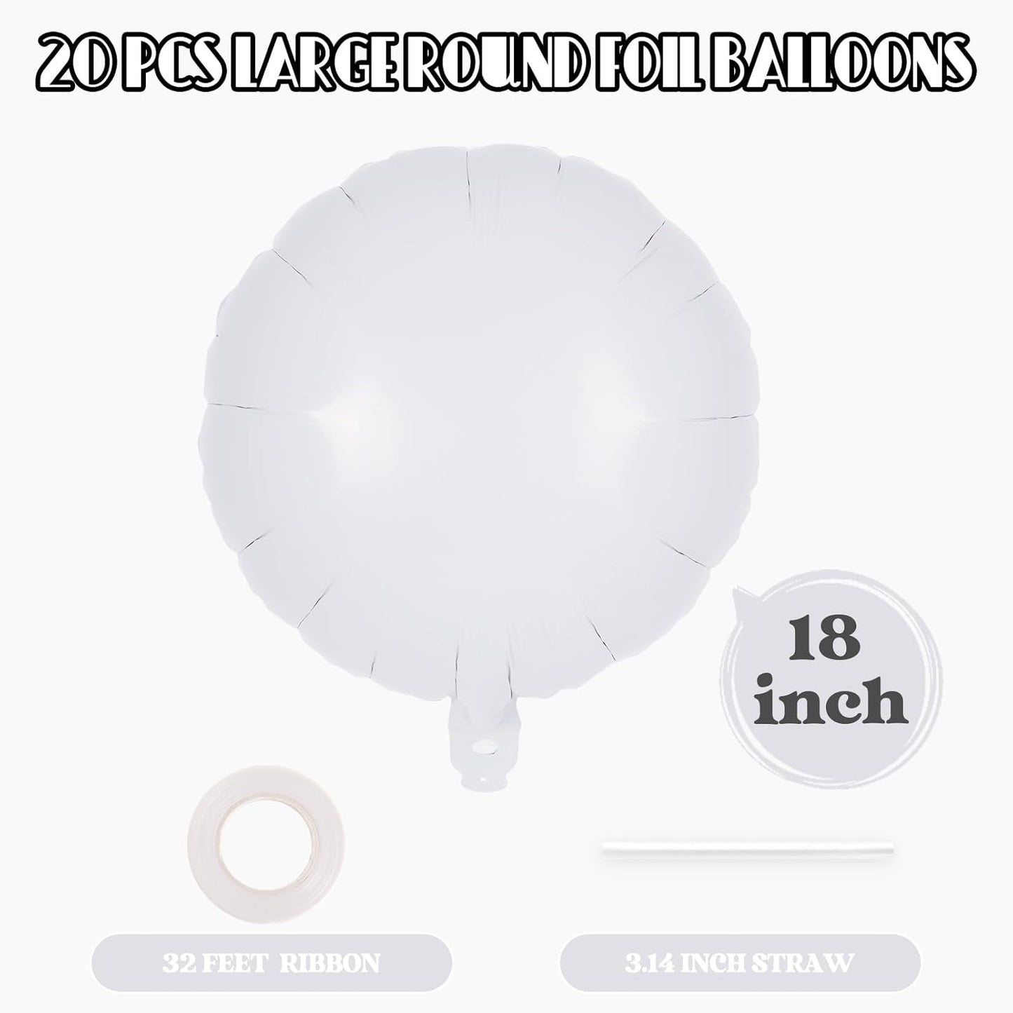 20 Pcs Black Round Shaped Balloons,18 Inch Round Foil Balloon,Giant Round Mylar Balloon Helium Balloons for Birthday Party Baby Shower Wedding Decorations (Black)