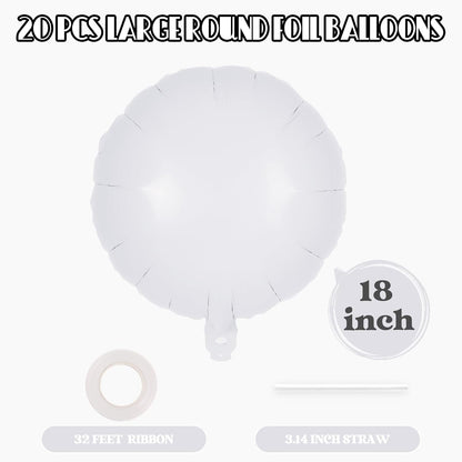 20 Pcs Black Round Shaped Balloons,18 Inch Round Foil Balloon,Giant Round Mylar Balloon Helium Balloons for Birthday Party Baby Shower Wedding Decorations (Black)