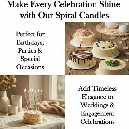 12-Count Spiral Birthday Candles, Long Twisty Gold Party Candles with Candle Holders, Long Burning for Weddings, Birthdays, Party Decorations, Cupcakes, Anniversary and Meetups (Gold)