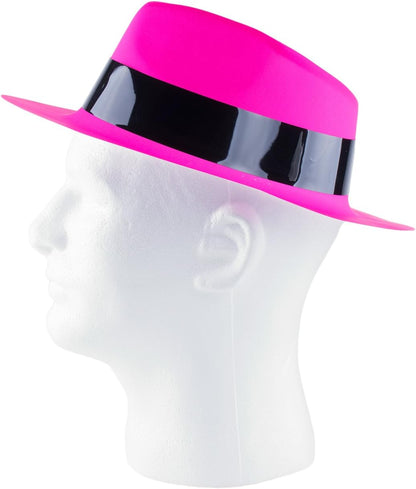 Super Z Outlet 12 Pack Neon Mafia Style Gangster Fedora Dress Hats Children's Birthday Props Supplies Favors