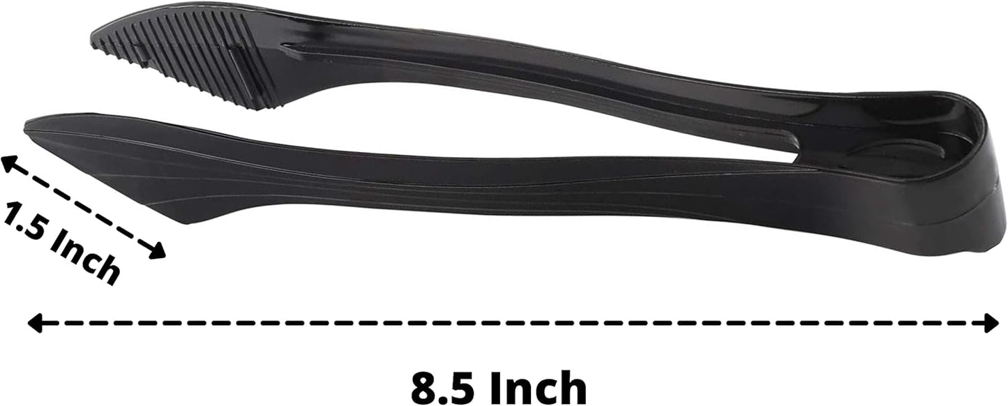 PARTY BARGAINS 8.5″ Clear Plastic Serving Tongs 12-Pack – Heavy-Duty Disposable & Reusable Kitchen Tongs for Parties BBQ Buffet Salad Appetizers Catering