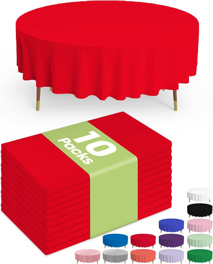 Pureegg Plastic Table Cloth 10 Pack, 54 x 108 Inch Disposable Table Cloths for Party, Picnic and Wedding, Rectangle, White - Colors B