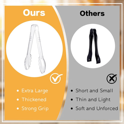 Mwellewm 24 Pc Plastic Tongs for Serving 9 Inch Bulk Reusable or Disposable Tongs Heavy Duty Hard Serving Utensils Set Large Salad Tong for Kitchen Party Food Buffet Appetizer BBQ Event Catering Black