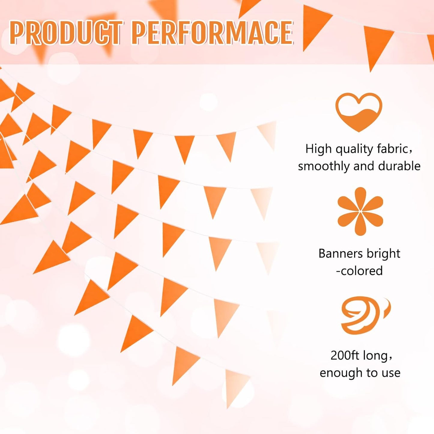 Tatuo 200 Feet Solid Pennant Banners Flags String Triangle Hanging DIY Bunting Flags Party Decorations for Grand Opening Party Banners for Kids Birthday, Shops (White)
