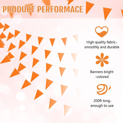 Tatuo 200 Feet Solid Pennant Banners Flags String Triangle Hanging DIY Bunting Flags Party Decorations for Grand Opening Party Banners for Kids Birthday, Shops (White)